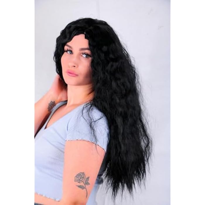 DILLARDS Premium Long Black Wavy Wig, Heat Resistant Synthetic Hair, Extra Length Natural Looking Cosplay Wig for Women, Full Volume Textured Style - Image 4
